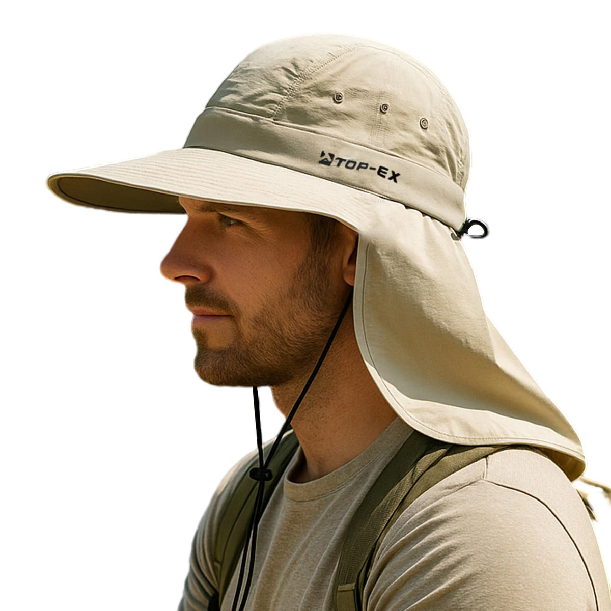 TOP-EX UPF 50+ Cooling Wide Brim Sun Hat for Men with Neck Flap, Packable
