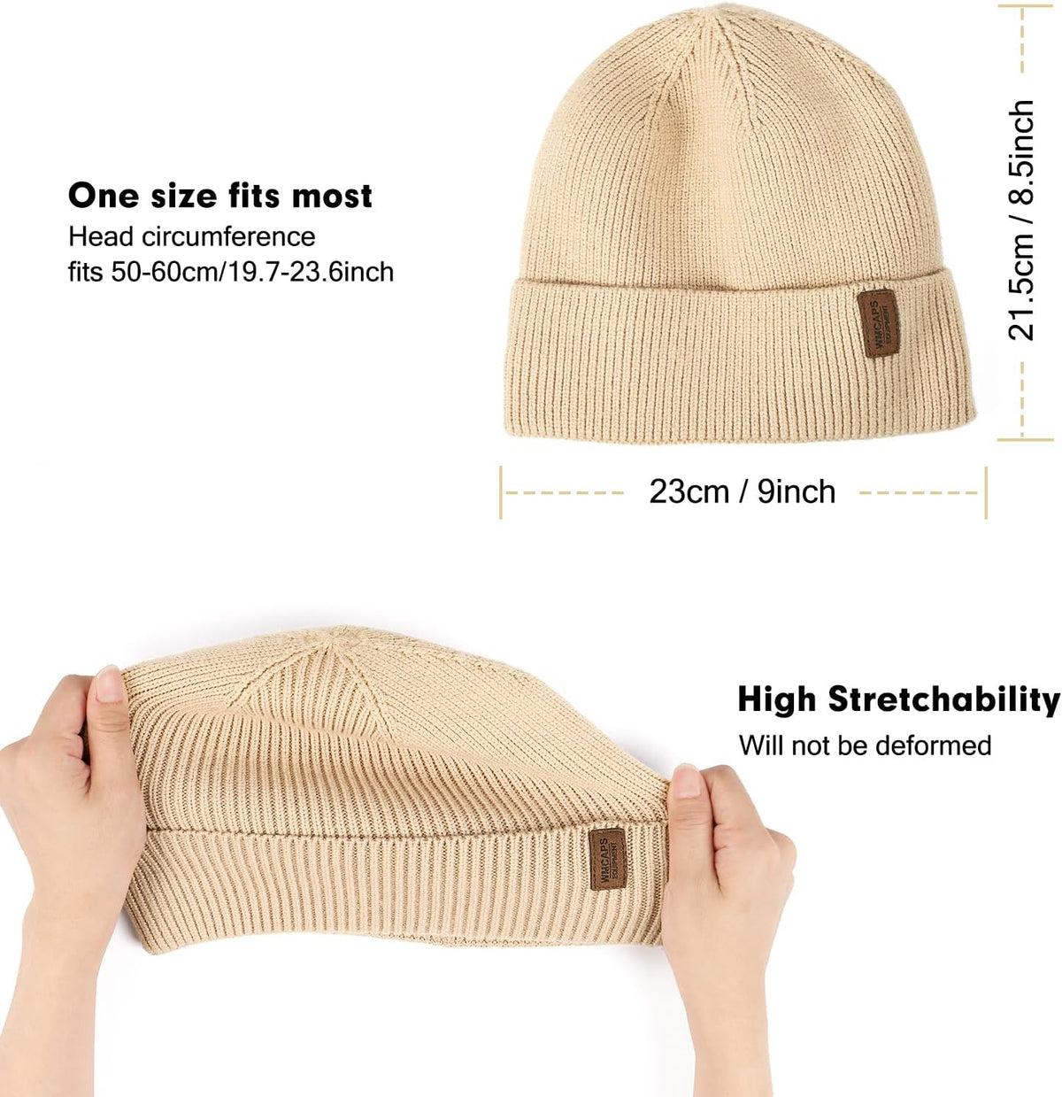 Wmcaps Winter Beanie for Men Women, Soft Warm Fleece Lined Knit Hat