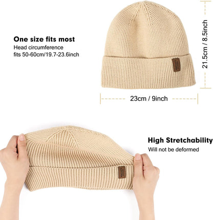 Wmcaps Winter Beanie for Men Women, Soft Warm Fleece Lined Knit Hat