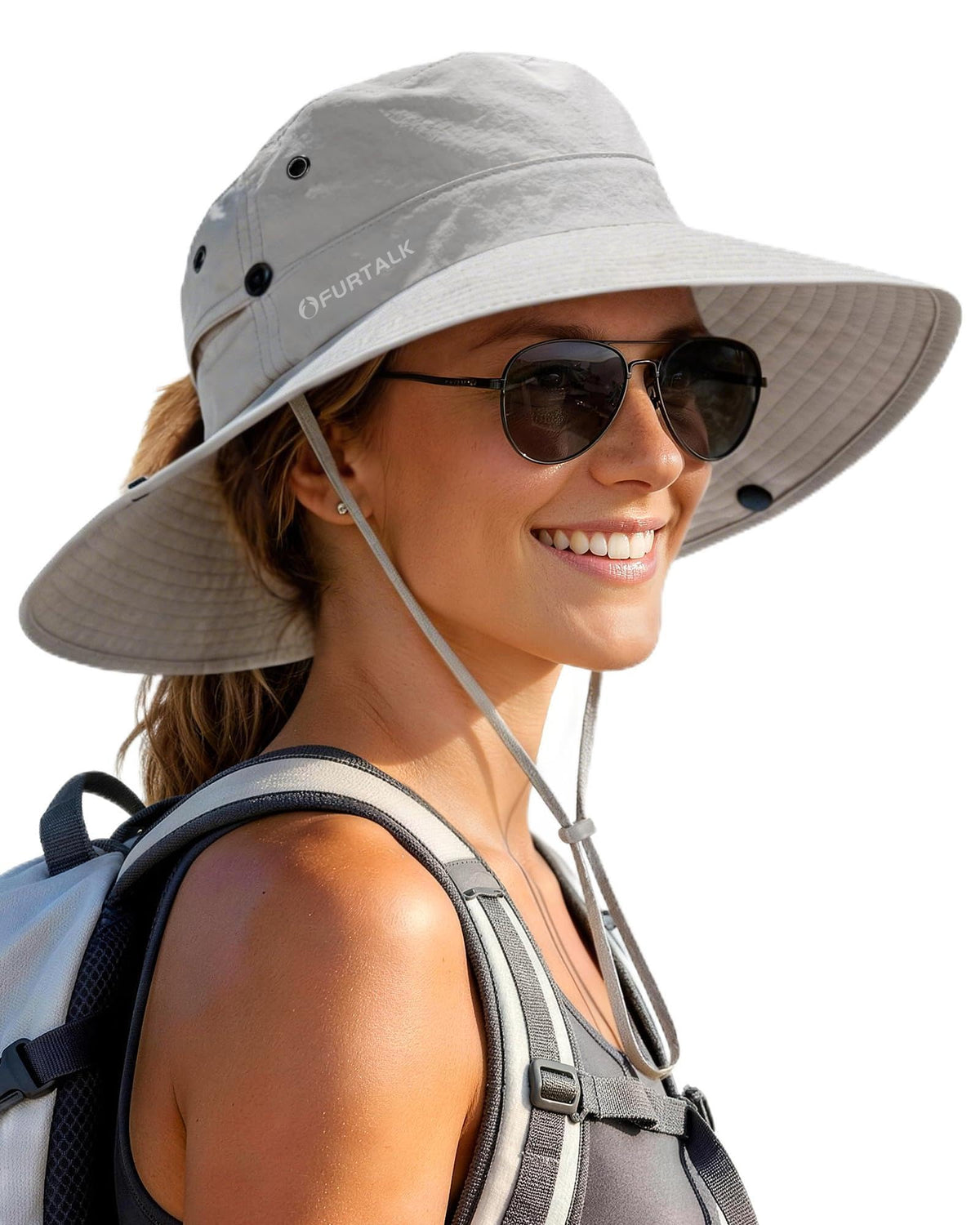 FURTALK Sun Hats for Women Wide Brim Bucket Hat Ponytail Hole Outdoor UPF