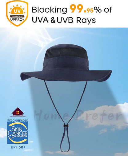 Home Prefer UPF 50+ Men's Sun Hat Wide Brim Bucket Hat UV Protection Hat for Mens Womens Beach Safari Gardening Golf Fishing