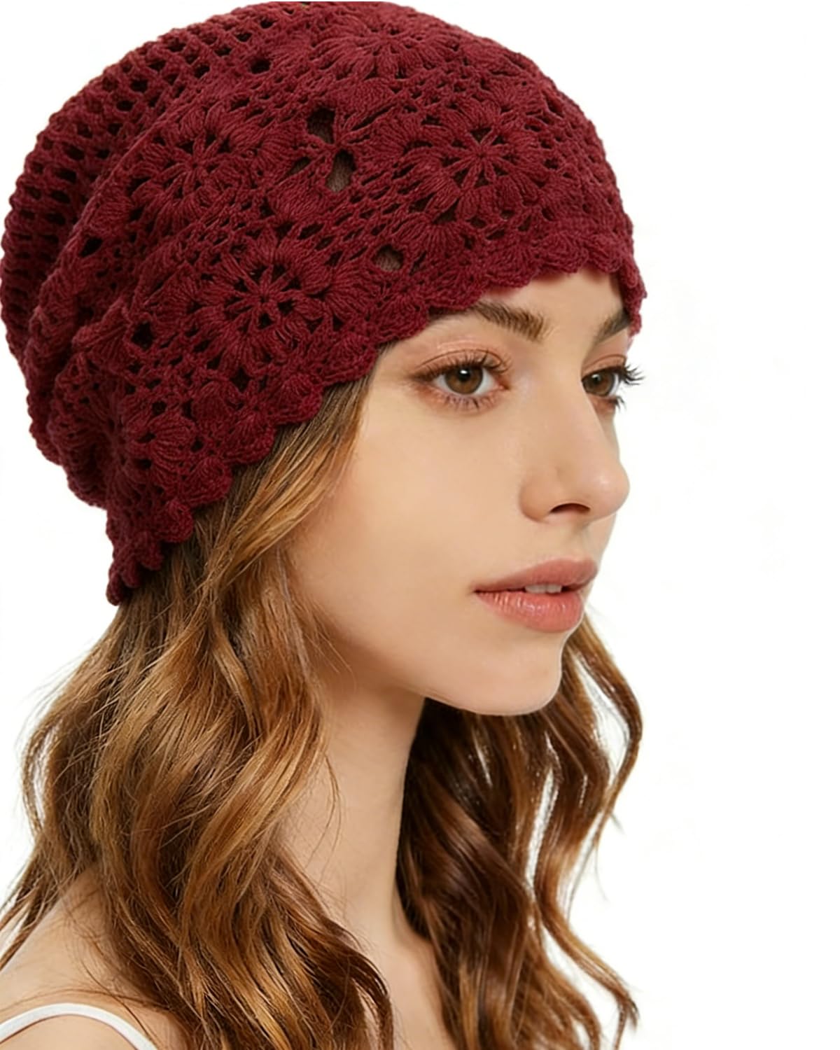 Crochet Hat for Women Cotton Slouchy Beanie Knitted Handmade Skull Cap for Travel Daily Wear