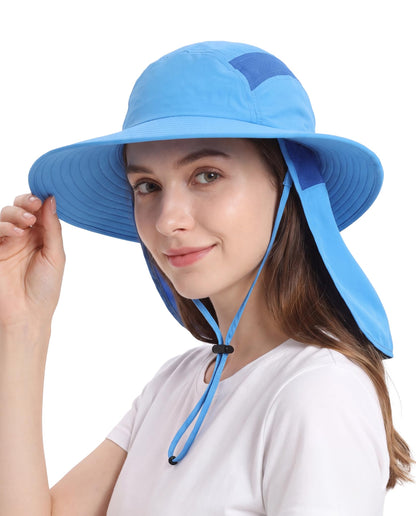 Home Prefer UPF 50+ Sun Hat with Neck Flap Wide Brim Fishing Hat for Men