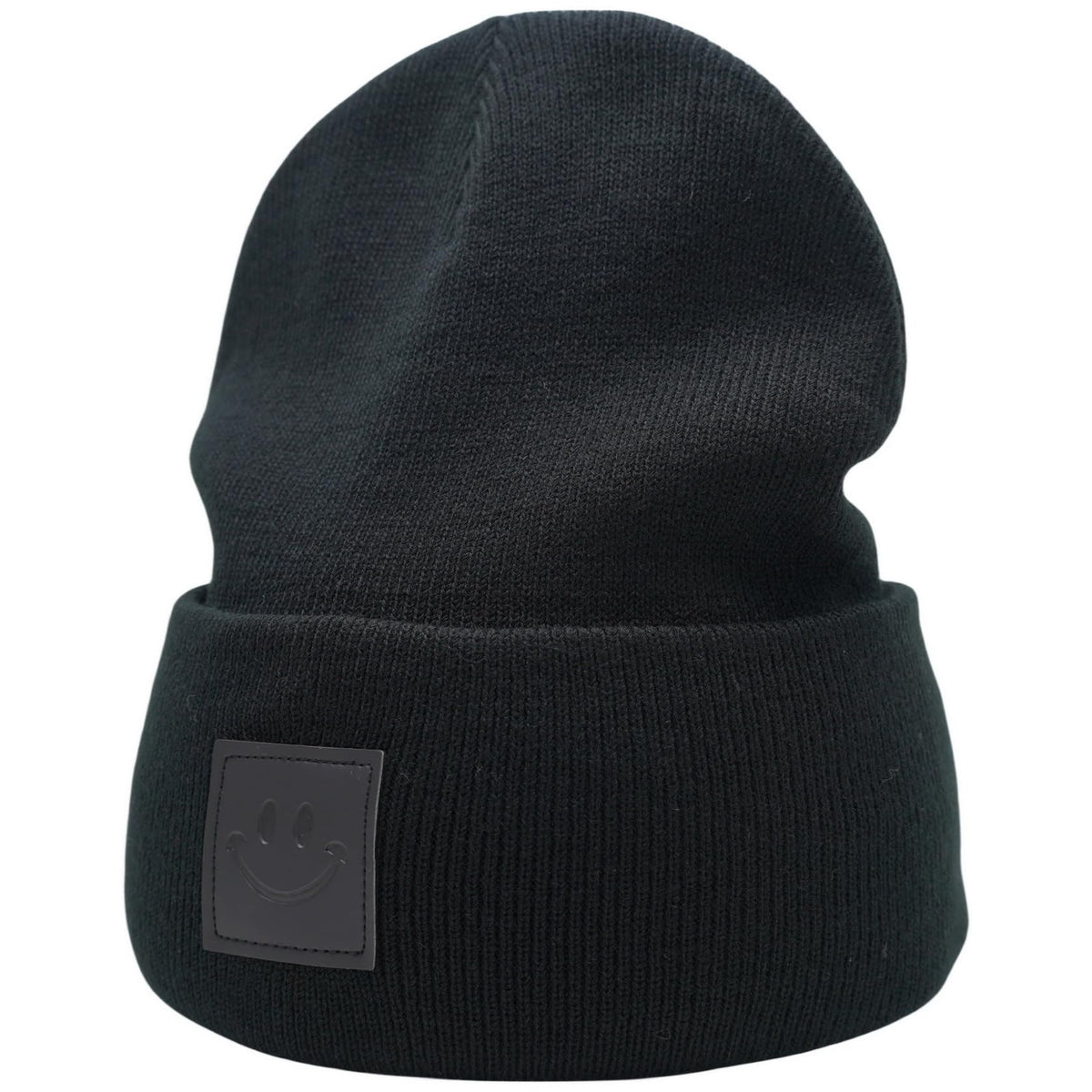 55cube Unisex Knit Cuffed Beanie Hats Warm Winter Caps with Leather Logos