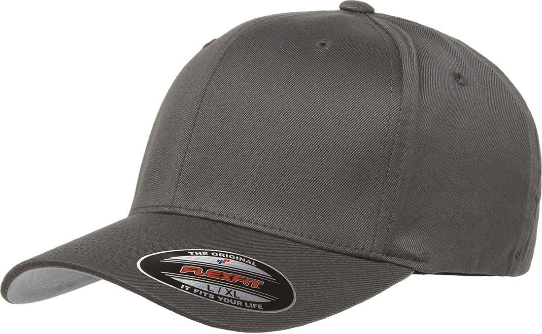 Flexfit Men's Wooly Combed Twill Fitted Baseball Cap, Dark Gray, Large-X-Large
