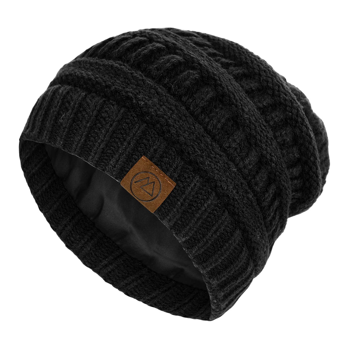 Beanies Women Satin Lined Beanie Winter Hats for Women Silk Lined Slouchy Beanie for Winter Warm Knit Cuffed Beanie Hat