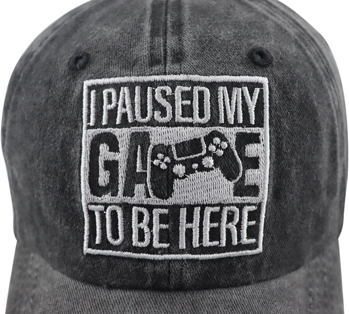 I Paused My Game to Be Here Hat for Men Women, Funny Gamer Baseball Cap