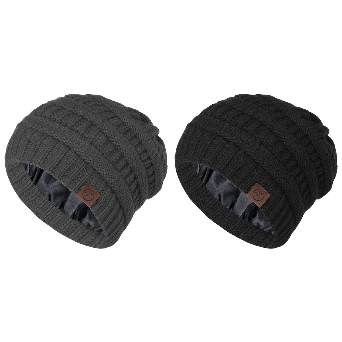 Beanies Women Satin Lined Beanie Winter Hats for Women Silk Lined Slouchy Beanie for Winter Warm Knit Cuffed Beanie Hat