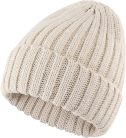 Connectyle Women's Rib Knit Cuffed Beanie Hat Stretch Acrylic Winter Hat Thick Warm Snow Ski Cap