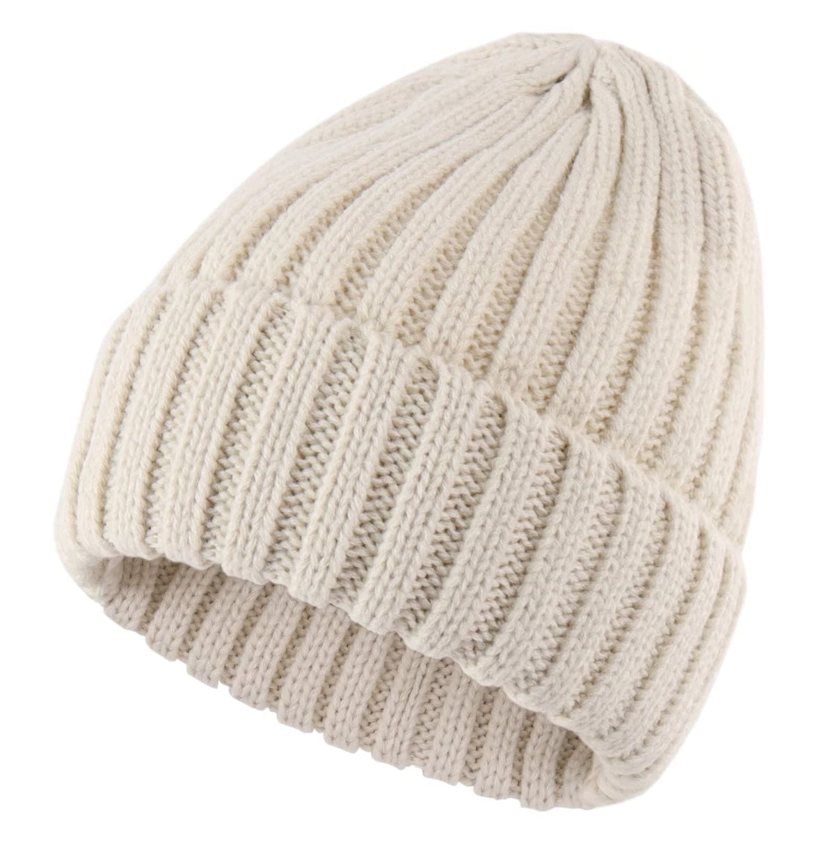 Connectyle Women's Rib Knit Cuffed Beanie Hat Stretch Acrylic Winter Hat Thick Warm Snow Ski Cap
