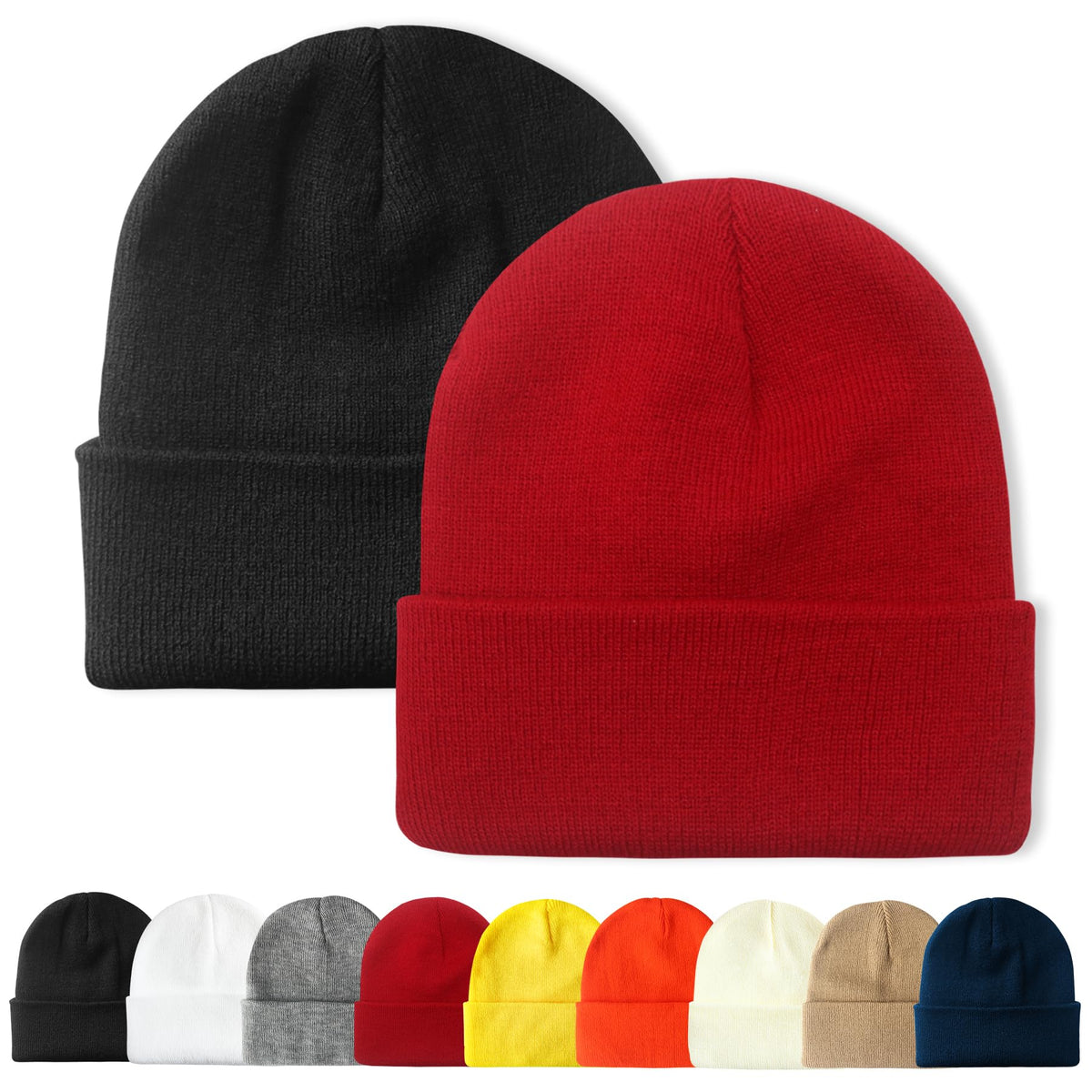 PFFY Unisex Beanie Hats for Men Women Plain Knit Winter Beanies Warm Hat