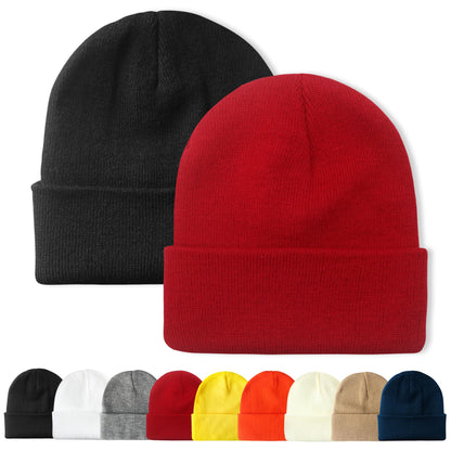 PFFY Unisex Beanie Hats for Men Women Plain Knit Winter Beanies Warm Hat