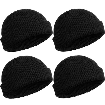 SATINIOR 4 Pieces Trawler Beanie Watch Hat Roll up Edge Skullcap Fisherman Beanie Unisex