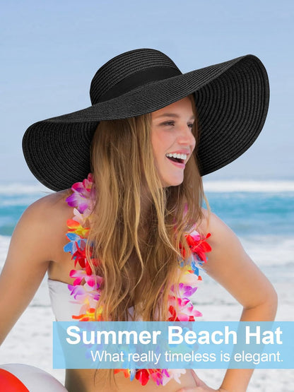 Floppy Sun Hats for Women, Summer Wide Brim Straw Beach Hat