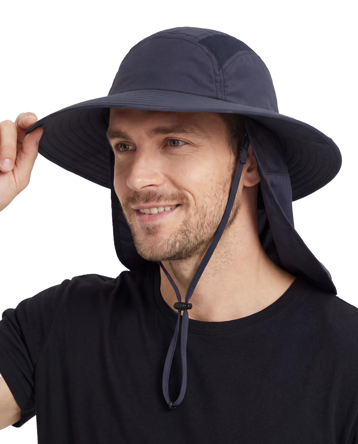 Home Prefer UPF 50+ Sun Hat with Neck Flap Wide Brim Fishing Hat for Men