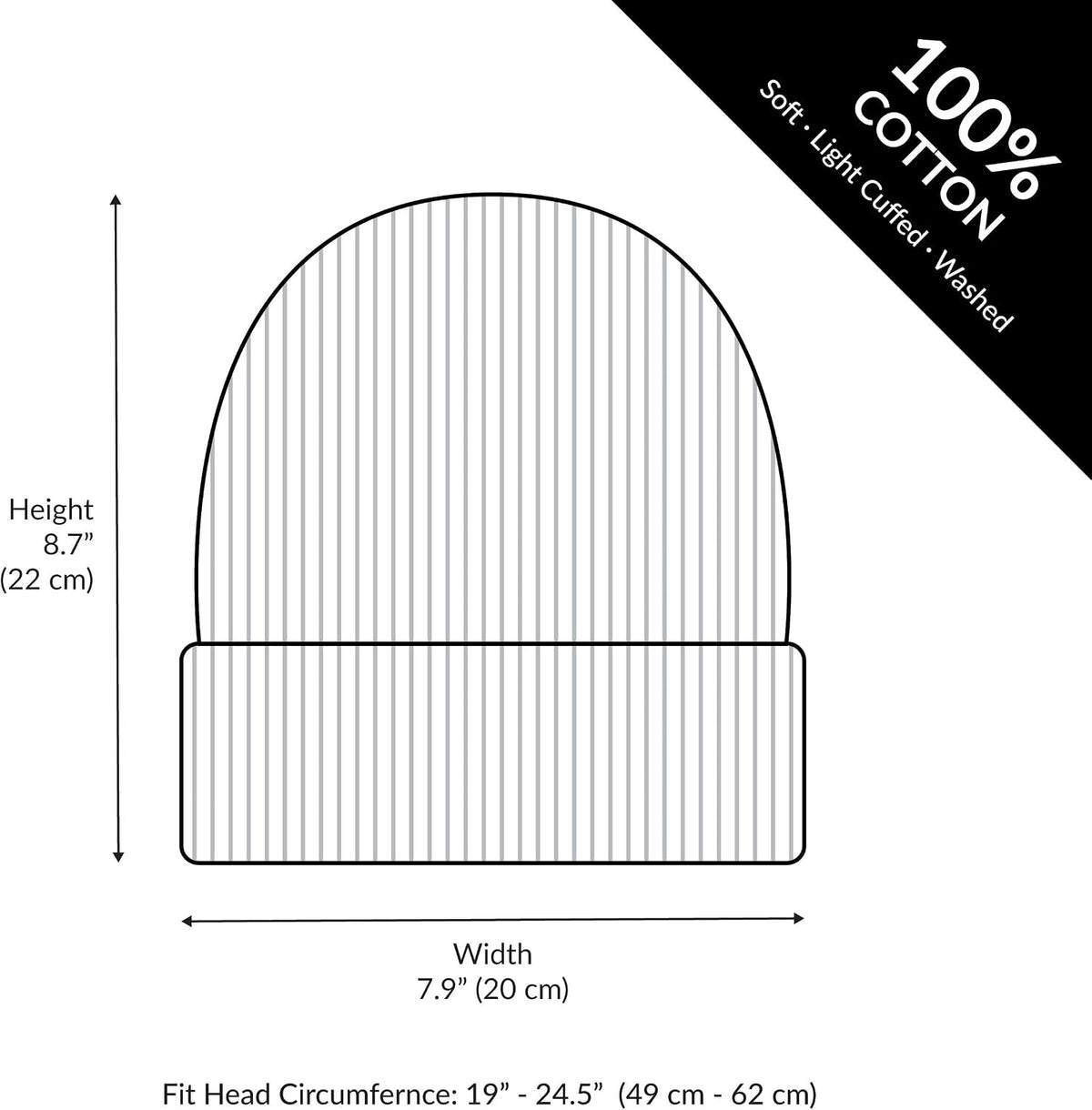 The Hat Depot - 100% Cotton Soft and Light Cuffed Skull Plain Daily Washed Beanie