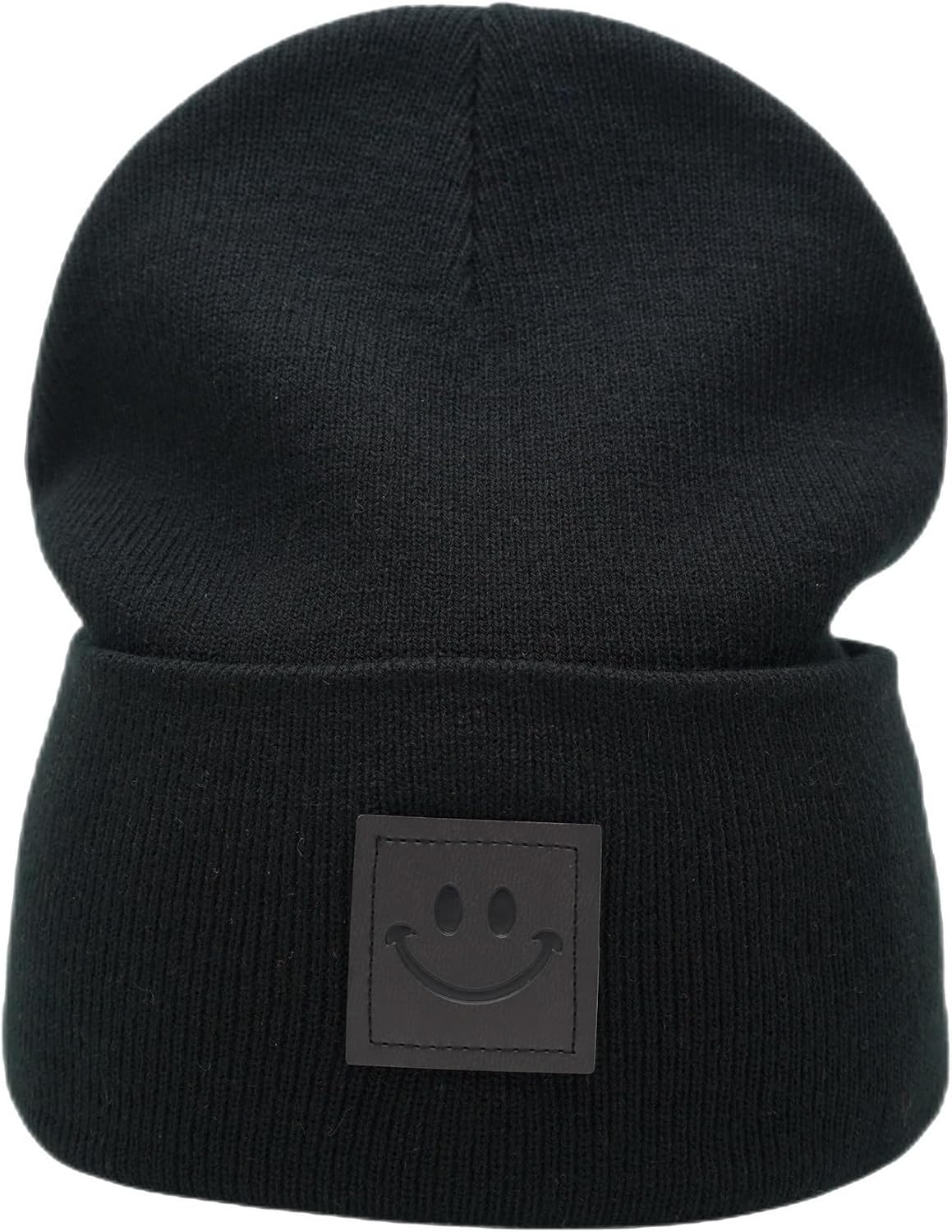 55cube Unisex Knit Cuffed Beanie Hats Warm Winter Caps with Leather Logos
