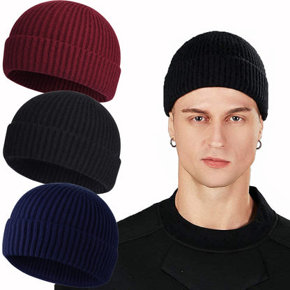 ROYBENS Swag Wool Knit Cuff Short Fisherman Beanie for Men Women Winter Hat