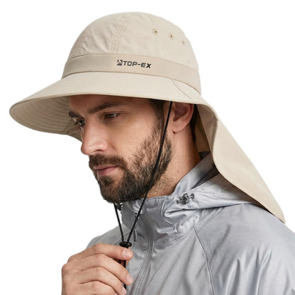 TOP-EX UPF 50+ Cooling Wide Brim Sun Hat for Men with Neck Flap, Packable