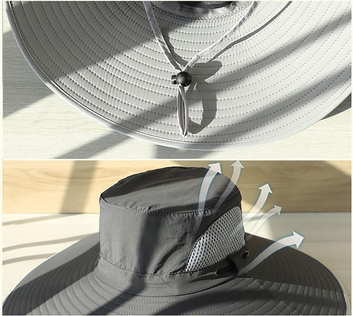 Leotruny Men Wide Brim Sun Hats UPF50+ Waterproof Breathable Bucket Hat