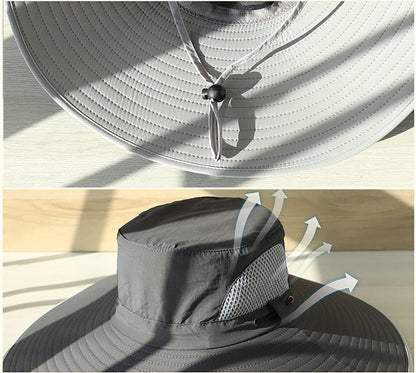 Leotruny Men Wide Brim Sun Hats UPF50+ Waterproof Breathable Bucket Hat