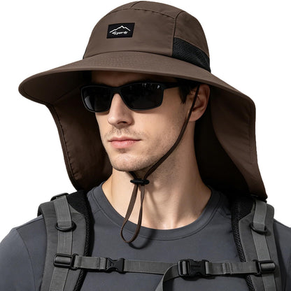 Rosoz Outdoor Sun Hat for Men Women, UPF 50+Fishing Hat with Neck Flap