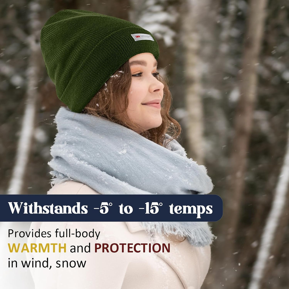 Waterproof Winter Fleece Lined Beanie Hat for Men Women Warm Knit Cuffed Beanie Thick Skull Cap Unisex Windproof Watch Hat