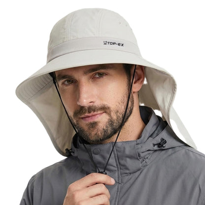 TOP-EX UPF 50+ Cooling Wide Brim Sun Hat for Men with Neck Flap, Packable
