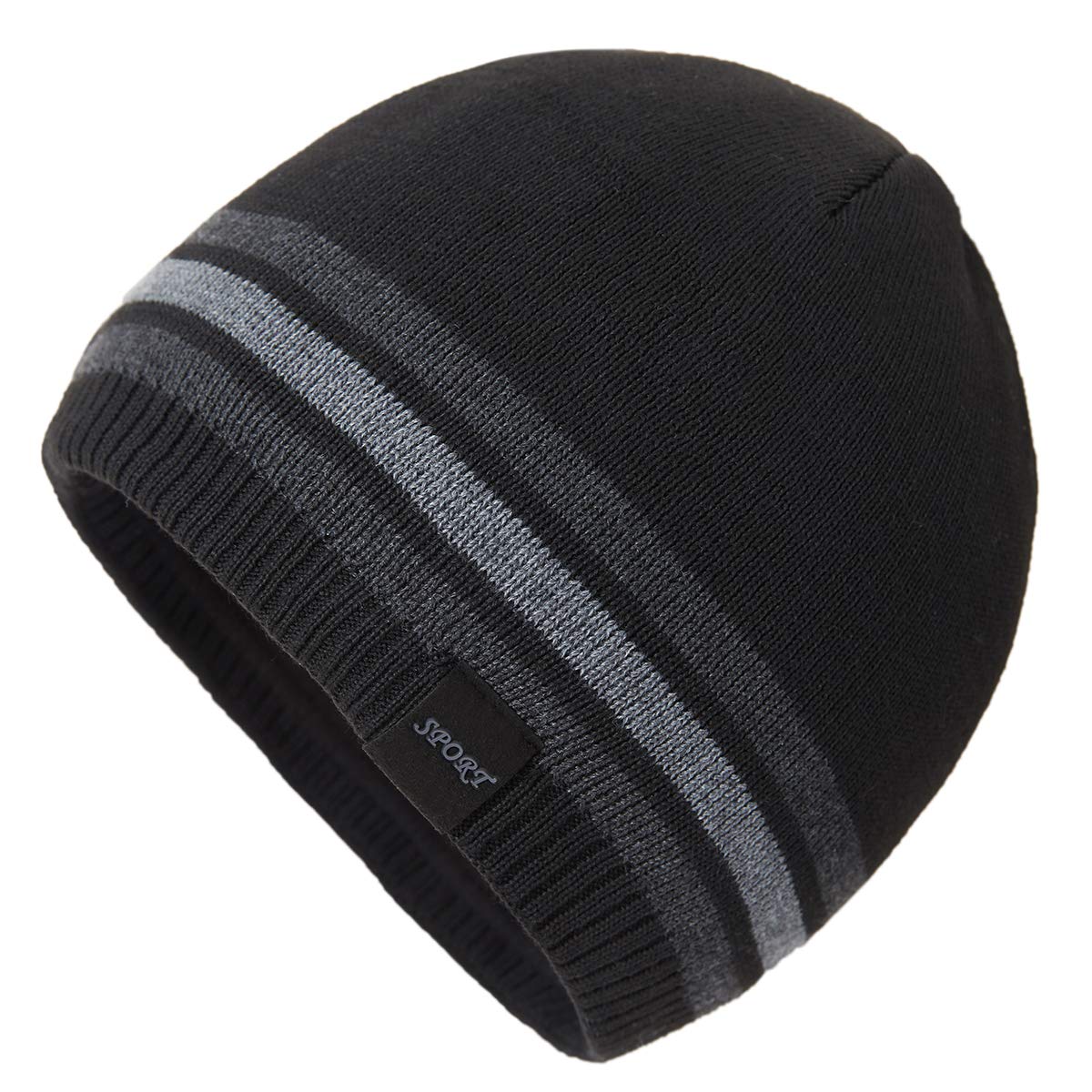 Mens Winter Warm Knitting Hats Plain Skull Beanie Cuff Toboggan Knit Cap