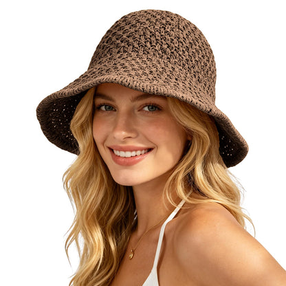 Sun Hat for Women Summer Straw Beach Hats Bucket Hat Floppy Crochet Hat
