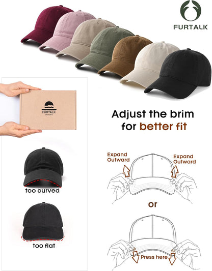 FURTALK Unisex Vintage Unstructured Baseball Cap Washed Cotton Dad Hat