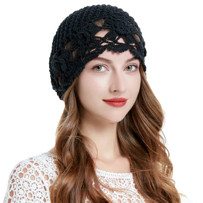 ZLYC Women Cotton Crochet Slouchy Beanie Hat Handmade Knit Summer Skull Cap