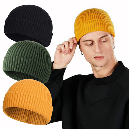 ROYBENS Swag Wool Knit Cuff Short Fisherman Beanie for Men Women Winter Hat