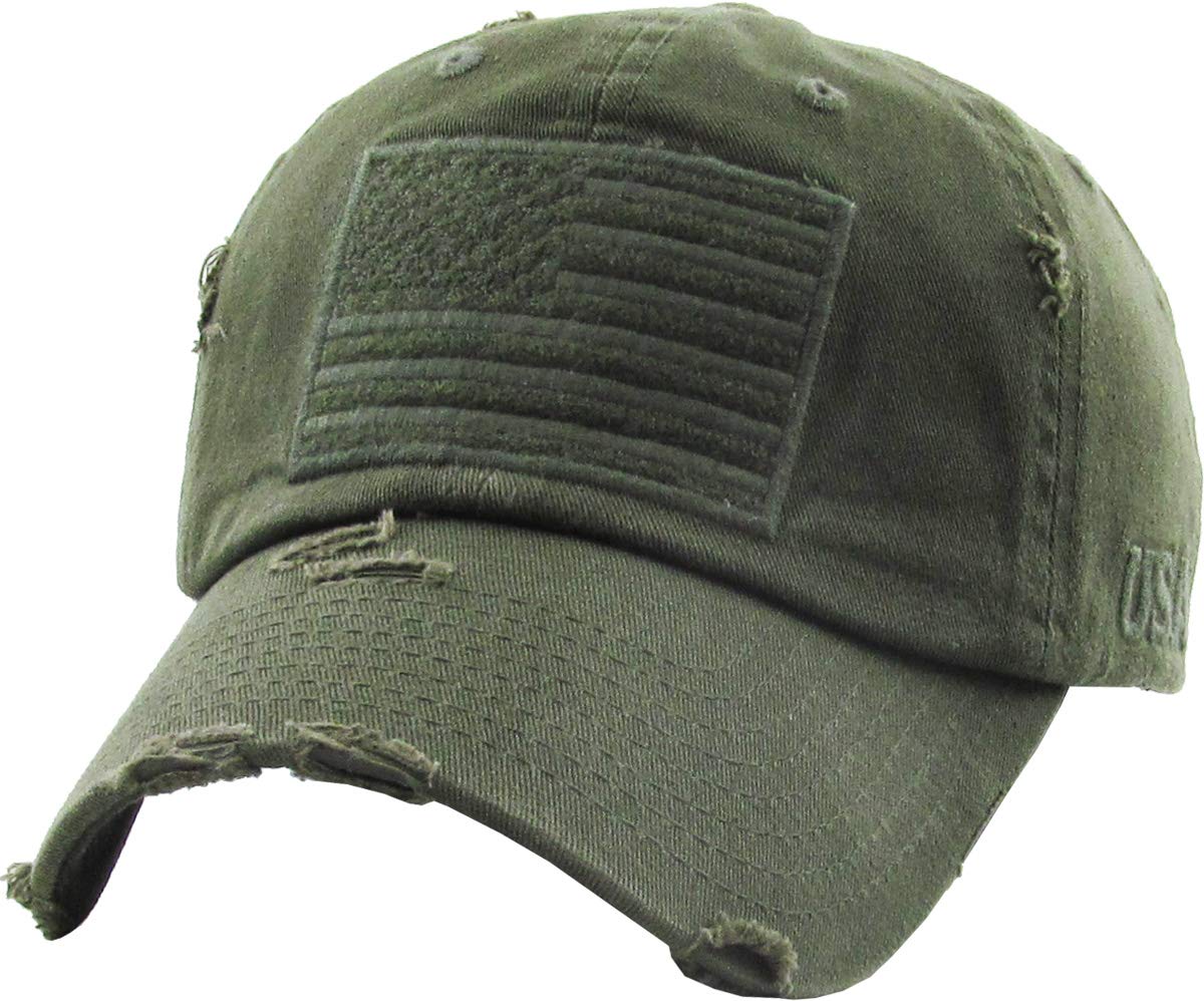 KBETHOS Flag USA America Military Thin Blue Line Thin Red Line Vintage Distressed Baseball Cap Dad Hat Unisex Adjustable…