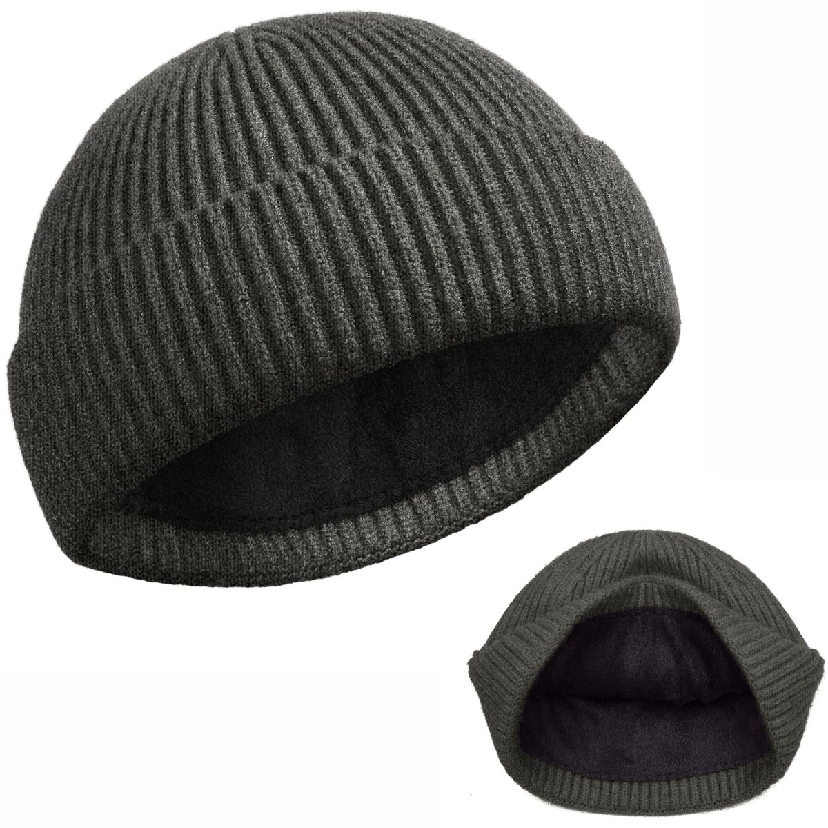 ROYBENS Swag Wool Knit Cuff Short Fisherman Beanie for Men Women Winter Hat