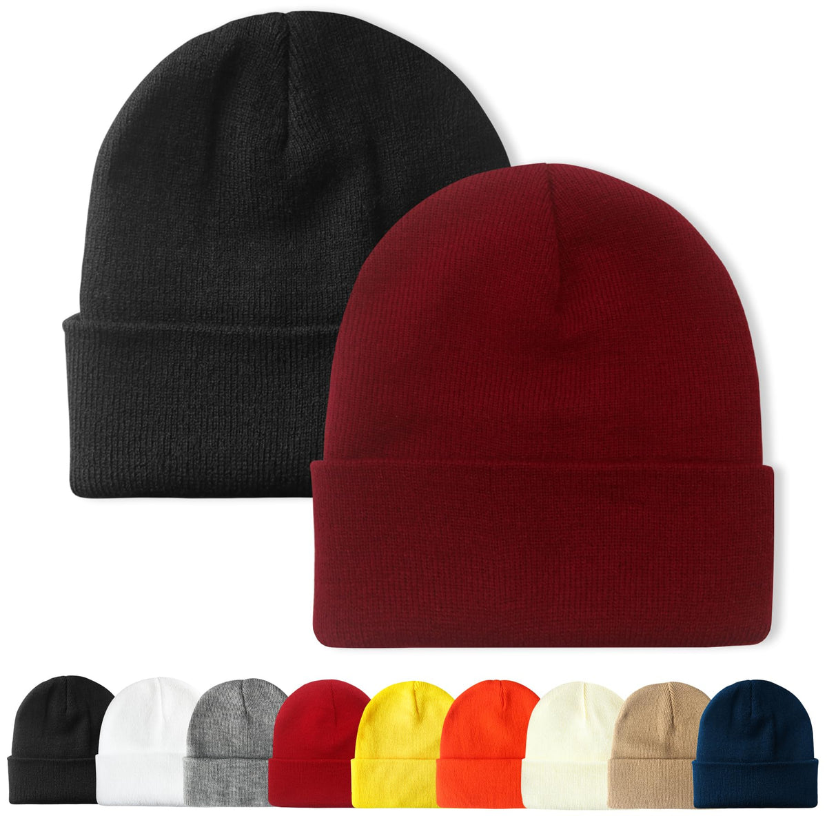 PFFY Unisex Beanie Hats for Men Women Plain Knit Winter Beanies Warm Hat