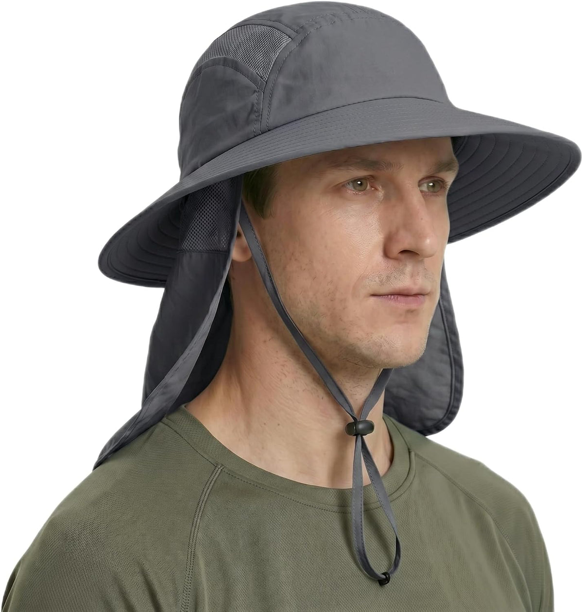 Home Prefer UPF 50+ Sun Hat with Neck Flap Wide Brim Fishing Hat for Men