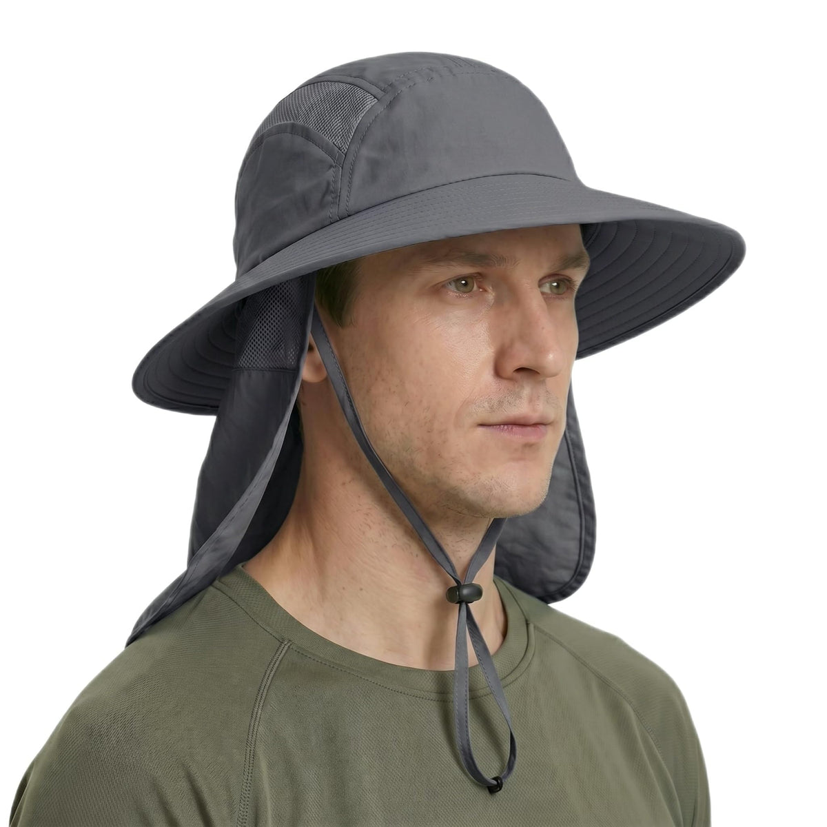 Home Prefer UPF 50+ Sun Hat with Neck Flap Wide Brim Fishing Hat for Men