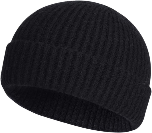 ROYBENS Swag Wool Knit Cuff Short Fisherman Beanie for Men Women Winter Hat