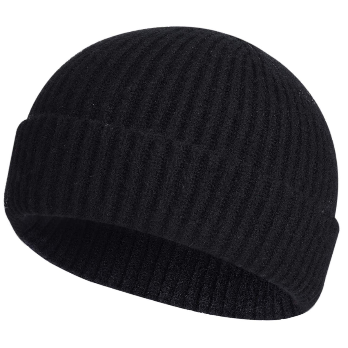ROYBENS Swag Wool Knit Cuff Short Fisherman Beanie for Men Women Winter Hat