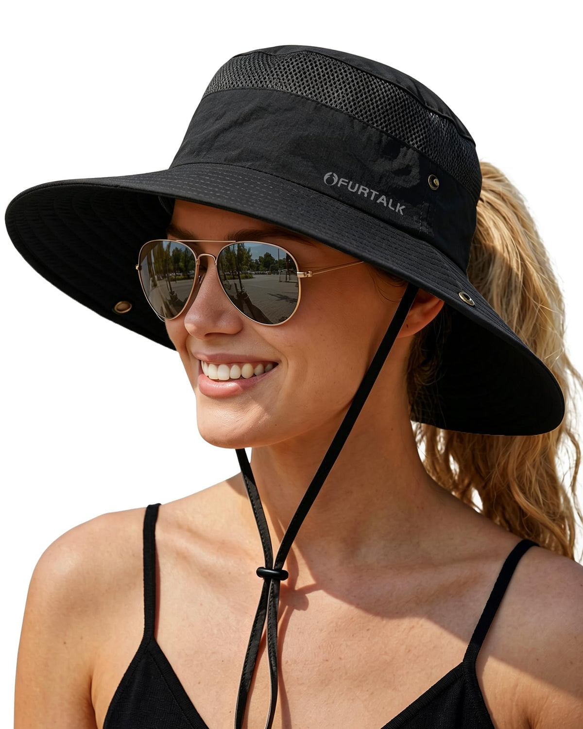 FURTALK Sun Hats for Women UV Protection Wide Brim Ponytail Hiking Hat