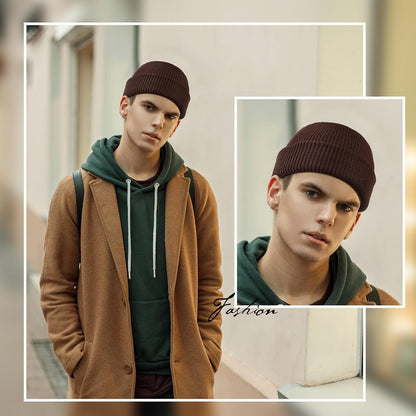 SATINIOR 4 Pieces Trawler Beanie Watch Hat Roll up Edge Skullcap Fisherman Beanie Unisex