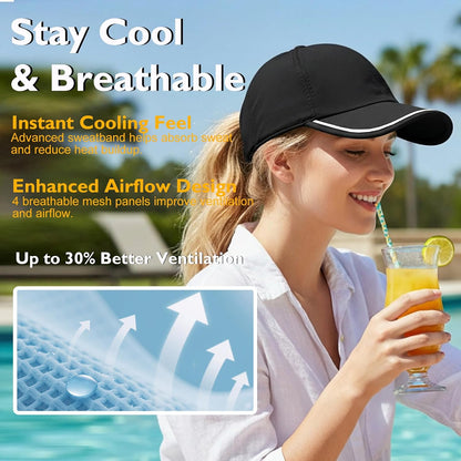 Ponytail Baseball Cap for Women UPF50 Waterproof Quick-Dry Running Hat with Ponytail Hole Golf Hiking Tennis Sports Ball Cap