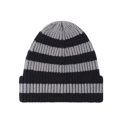 CORIRESHA Unisex Fashion Striped Beanie Cuffed Winter Warm Cozy Chunky Rib Knit Hat