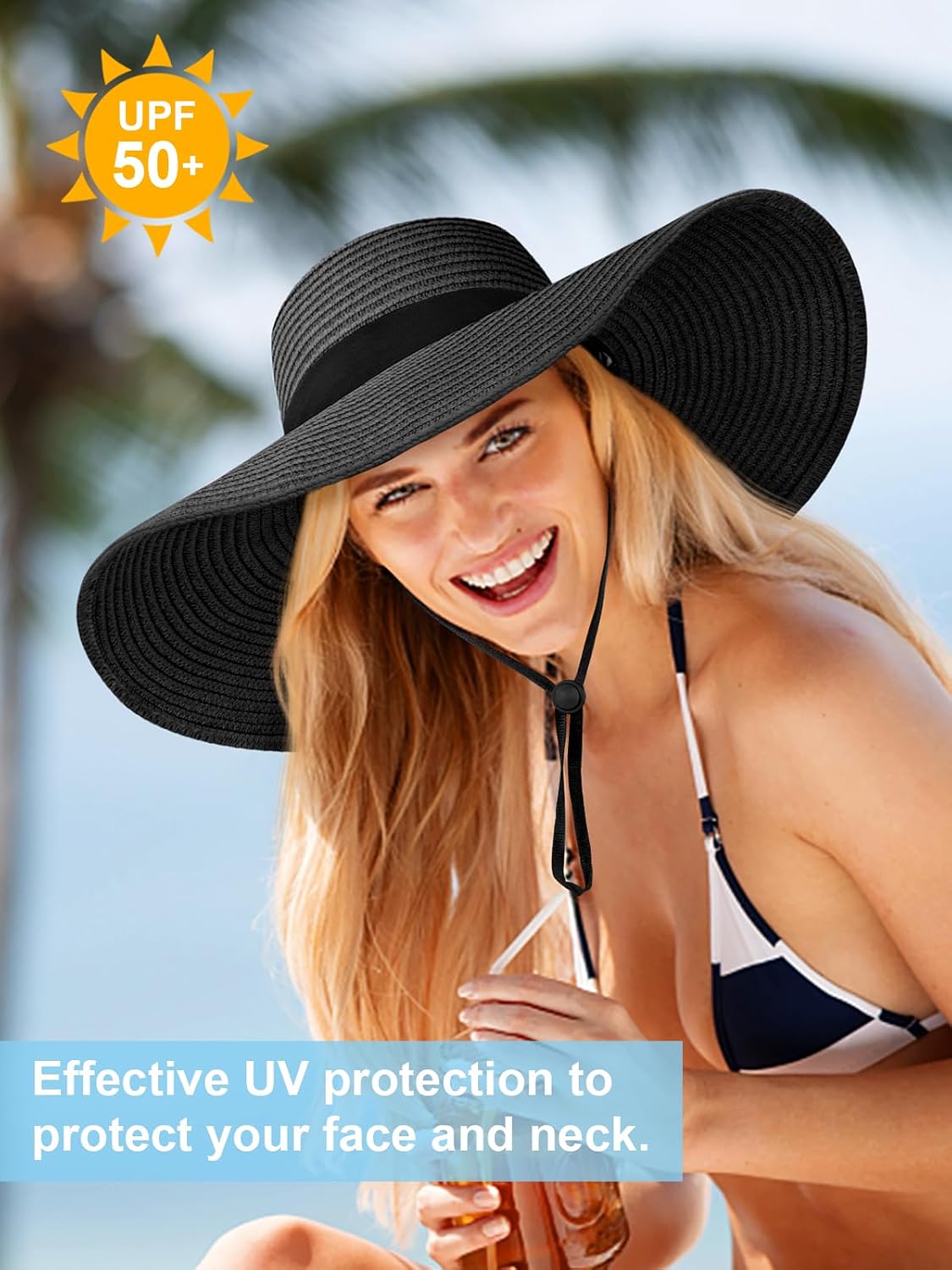 Floppy Sun Hats for Women, Summer Wide Brim Straw Beach Hat