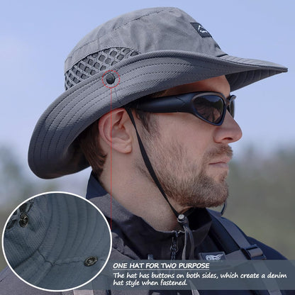 Sireck Fishing Hat, UPF50+ Wide Brim Sun Hat for Men Women, UV Protection Hiking Beach Bucket Hats Summer Safari Hat