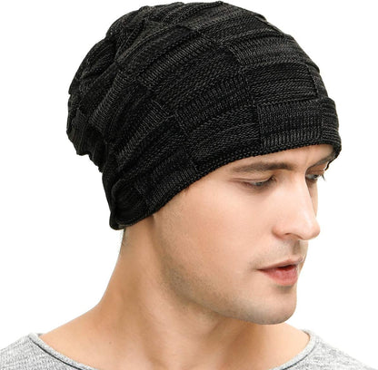 Vgogfly Slouchy Beanie for Men Winter Hats for Guys Cool Beanies Mens Lined Knit Warm Thick Skully Stocking Binie Hat