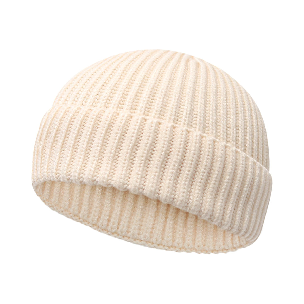 Wool Fisherman Beanies for Men Women Short Cuff Knit Beanie