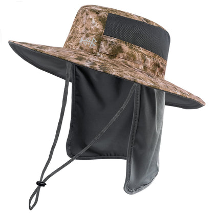 BASSDASH UPF 50+ Sun Fishing Hat Water Resistant with Detachable Neck Flap
