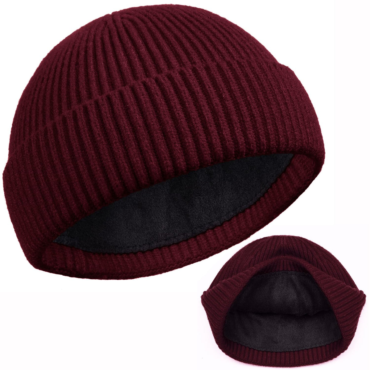 ROYBENS Swag Wool Knit Cuff Short Fisherman Beanie for Men Women Winter Hat